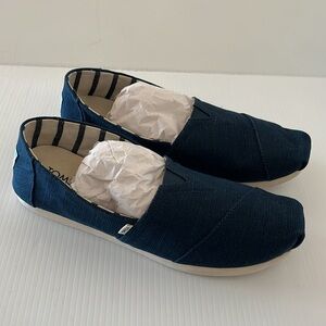 Toms Classic Alpargata Recycled Cotton Canvas Navy Slip On Comfort Flats 8